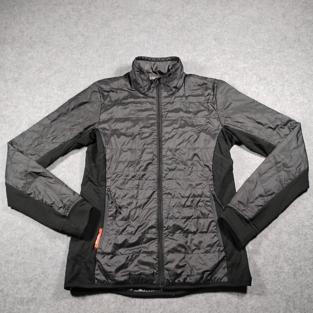 Icebreaker Merino LOFT Helix Jacket Women Medium Gray Black Full Zip Hybrid